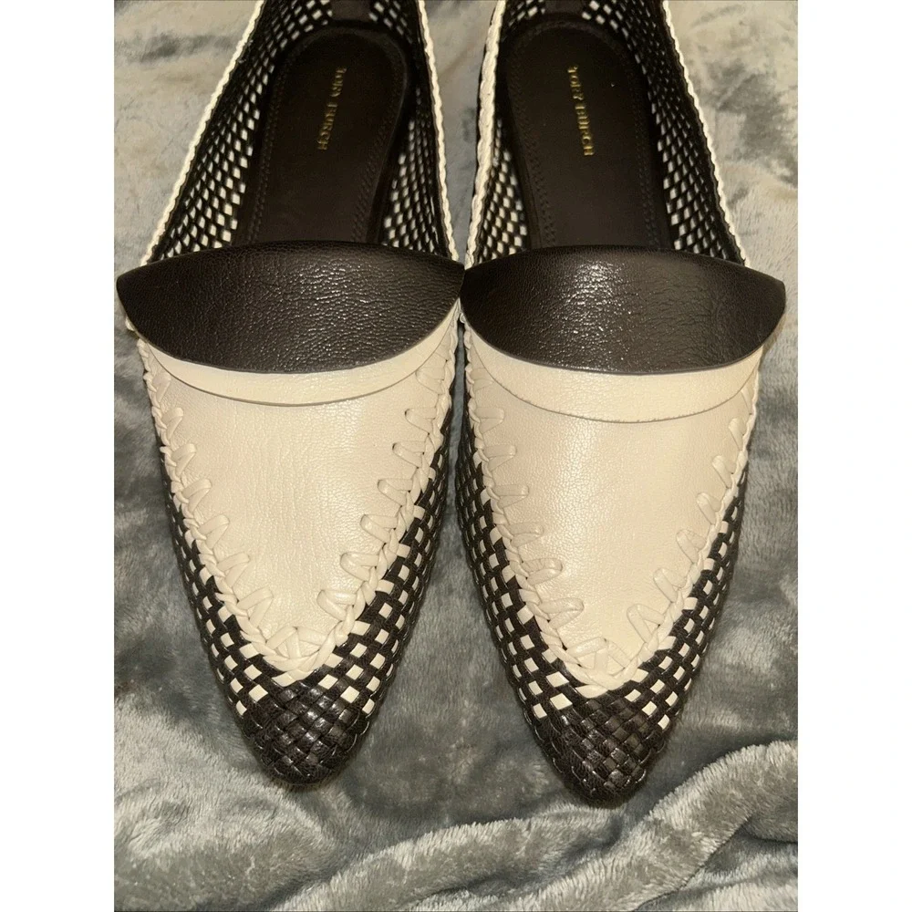 Tory Burch‎ SIZE 10 M Coco/ New Cream Envelope Bicolor Raffia Woven Loafers
